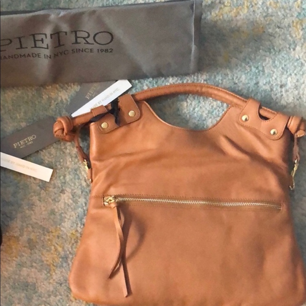 Pietro Satchel Hand made bag Made in NY since 1982. Color: Camel 💯 leather